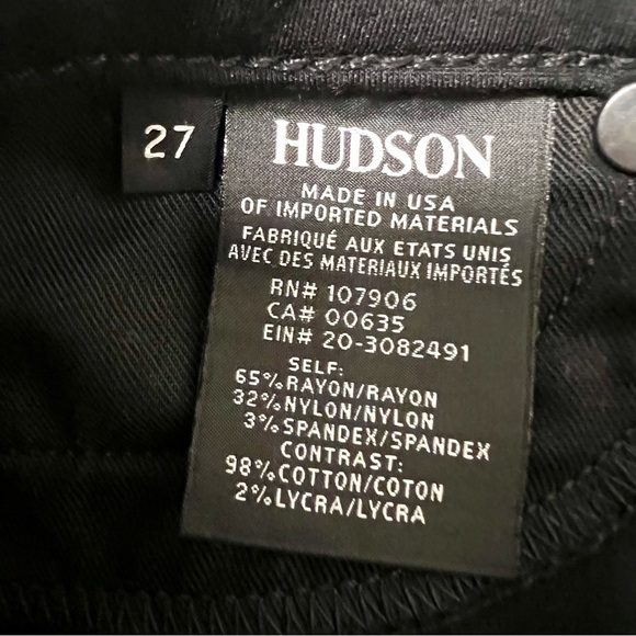 HUDSON JEANS Amory Super Skinny Velvet stripes in Black women’s size 27 Revolve - Picture 8 of 9